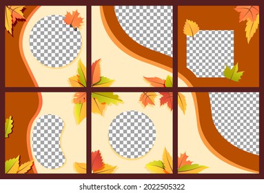 Set of Autumn backgrounds with leaves for shopping sale or promo poster and frame leaflet or web banner and social media