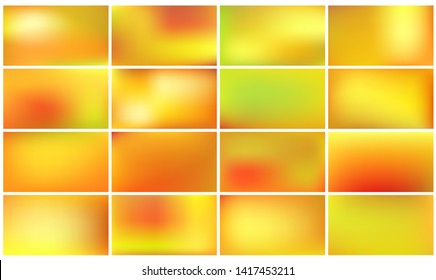 Set of autumn backgrounds. Smooth and blurry abstract gradient for product presentation, brochure, flyer, poster, games, banner. Horizontal vector illustrations.