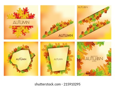 a set of autumn backgrounds with text and leaves