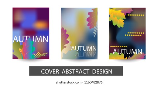 Set of autumn backgrounds with trendy gradient texture. For printing on covers, banners, sales, flyers. Modern design. Vector.