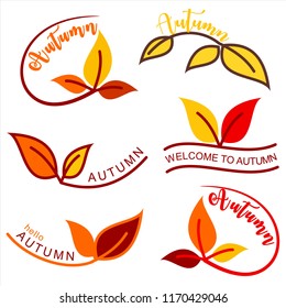 Set of autumn badges.Vector illustration.Lettering.Typography.