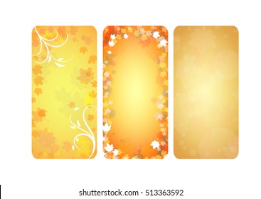 Set of autumn banners. Vector illustration. Maple leaves
