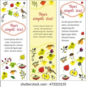 Set autumn banners. vertical orientation. colored hand-drawn banners