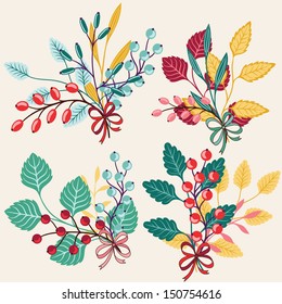 Set of autumn bouquets
