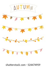 Set of autumn bunting, design elements for decoration