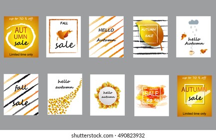 Set of autumn cards. Vector stock.