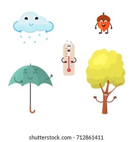 A set of autumn characters. Vector illustration in a flat style.