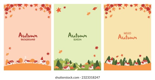 Set of autumn cityscape background designs