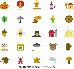 set of AUTUMN color flat icons