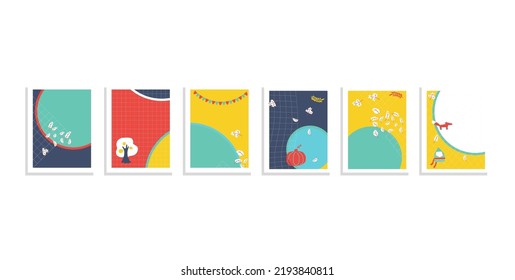 set of autumn colorful banners 