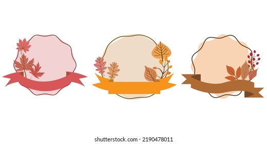 Set of autumn decoration round frame. Autumn leaves decorative frame collection. fall decoration illustration. autumn decoration, card, frame, decoration elements.