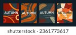 Set Autumn Design with Graphic Memphis Element. Modern Abstract Background Patterns in Retro Style for Advertising, Web, Social Media, Poster, Banner, Cover. Sale offer 50%. Vector Illustration