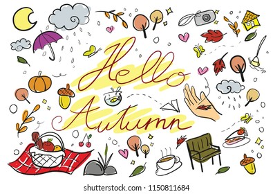 set of autumn doodle