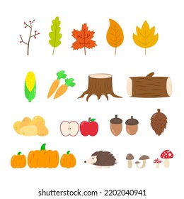 Set of autumn element vector illustration