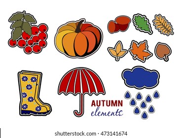 set of autumn elements
