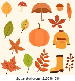 set of autumn or fall illustration