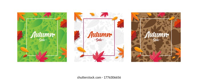 Set of Autumn Fall Sale Template Desing