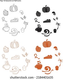 Set Of Autumn Or Fall Season Icons. Use This Icons For Your Website And Designs