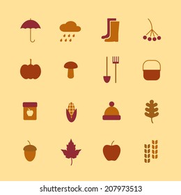 Set of autumn flat icons