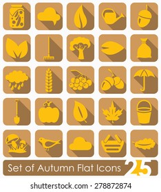 Set of autumn flat icons for Web and Mobile Applications