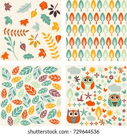 Set of autumn forest patterns