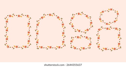 Conjunto de marco de otoño hecho de hojas. Ilustración vectorial moderna. Plantilla fronteriza de Halloween y Acción de Gracias.