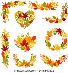 Set of autumn frames. Vector illustration on a white background.