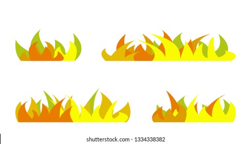 Set of autumn grass silhouettes.