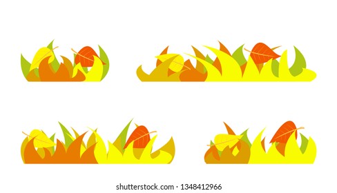 Set of autumn grass silhouettes.