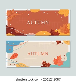 A set of autumn horizontal banners. Vector illustration.