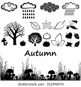 set of autumn icon isolated on white background. Vector illustration