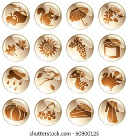 Set of autumn icons in cool tones (Eps10); jpg version also available