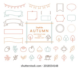 A set of autumn icons and frames.
There are ribbon frames, speech bubbles, food, plants and other elements.