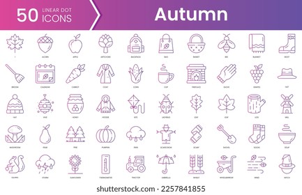 Set of autumn icons. Gradient style icon bundle. Vector Illustration