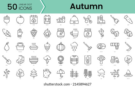Set of autumn icons. Line art style icons bundle. vector illustration