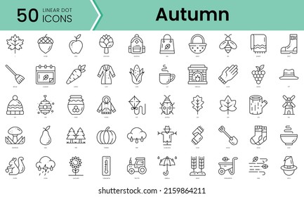 Set of autumn icons. Line art style icons bundle. vector illustration