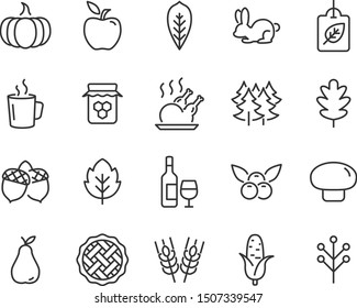 set of autumn icons, thanksgiving day, fall