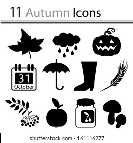 Set of autumn icons (vector)