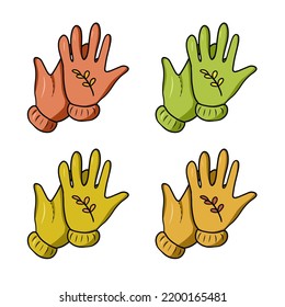 Set of autumn icons, Warm autumn knitted colored gloves, vector illustration in cartoon style on a white background