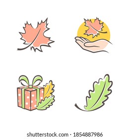 Conjunto de iconos de otoño. Fondo blanco. Perfecto para su uso en: sitio web, materiales promocionales, ilustraciones e incluso como logotipo.