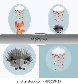 Set of autumn illustrations. Nice vector illustration