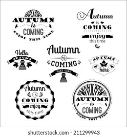 Set of Autumn Labels and Signs With Retro Typography