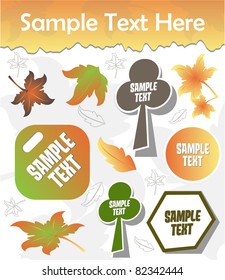 set of autumn labels, stamps, stickers, corners, tags and leaves
