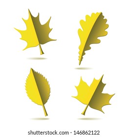 Set of autumn leaf icons on white, vector illustration
