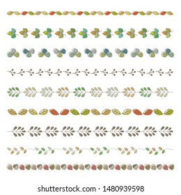 set of autumn leaf lines
