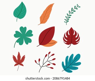 Zeichnen Sie eine Herbstleaf-Vektorgrafik mit feinem, flachem Design einzeln auf