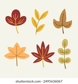 Set of autumn leaves 2 in hand drawn style
