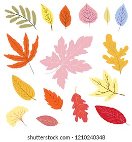 set of autumn leaves