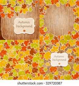 Set of autumn leaves backgrounds. Can use for design cards, notebooks, wrapping paper