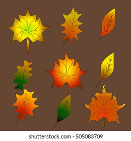 Set Autumn leaves,  can be used for wallpaper, design, card, invitation.